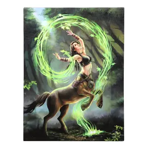 Anne Stokes Earth Elemental Sorceress Canvas Plaque Green/Black/Brown (25cm x 19cm)