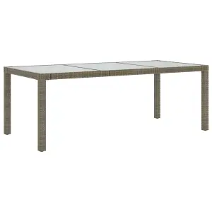 Berkfield Garden Table Grey 190x90x75 cm Tempered Glass and Poly Rattan