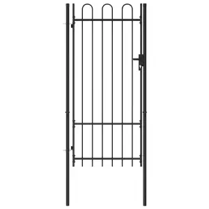 Berkfield Fence Gate Single Door with Arched Top Steel 1x2 m Black