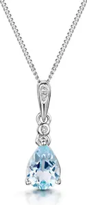 Stellato Collection Blue Topaz Diamond Necklace In 9K White Gold