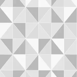 Contour Grey & white Tile effect Obelisk Textured Wallpaper Sample