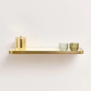 Melody Maison Gold & Ivory Enamelled Metal Wall Shelf - 50cm