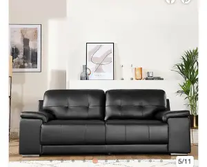 Black Larry Leather Suite 3 Premium Leather Sofa for Timeless Luxury