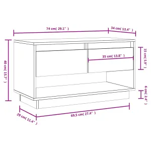 vidaXL TV Cabinet Black 74x34x40 cm Solid Wood Pine