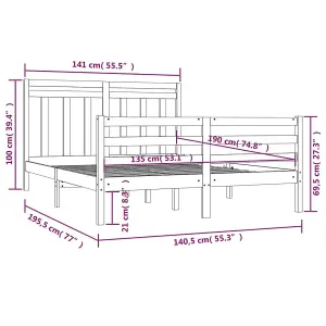 Berkfield Bed Frame Solid Wood 135x190 cm 4FT6 Double