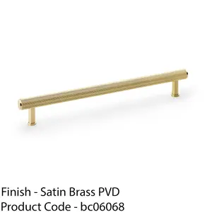 Reeded T Bar Pull Handle - Satin Brass - 224mm Centres SOLID BRASS Drawer Lined