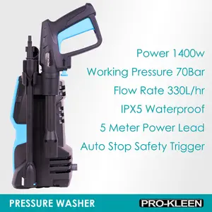 Pro-Kleen Pressure Washer Jet Power Wash High Performance Cleaner For Patio and Car 1400W