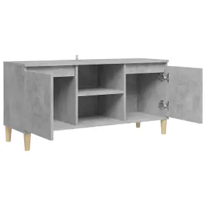 Berkfield TV Cabinet with Solid Wood Legs Concrete Grey 103.5x35x50 cm