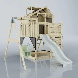 PolarPlay Kids Climbing Tower & Playhouse with Swing and Slide - Swing Eerika Mist