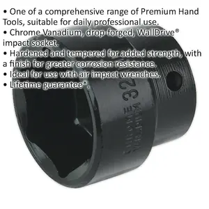 High-Quality 32mm Forged Impact Socket - 1/2 Inch Square Drive Tool