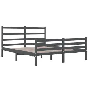 Berkfield Bed Frame Grey Solid Wood Pine 135x190 cm 4FT6 Double