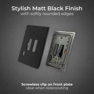 BG Flatplate Switched FCU with LED and Flex Outlet, Matt Black