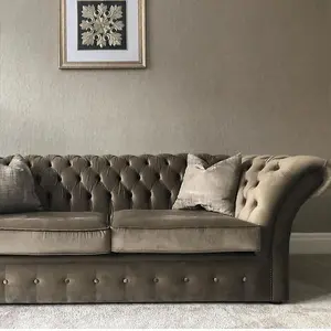 Chesterfield Beaumont 2 Seater Sofa Malta Mushroom 07 Real Fabric