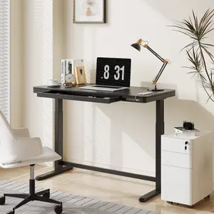 FlexiSpot Adjustable Height Desk Frame Recessed Drawer in Black