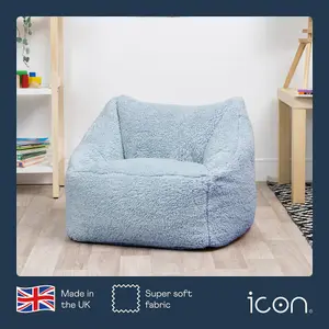 icon Kids Teddy Bear Armchair Bean Bag Blue Childrens Bean Bags