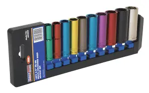 Sealey Multi-colored Socket Set 10Pc 3/8" Drive 6PT Deep WallDrive Metric AK285D