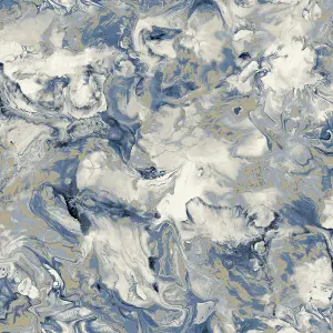 Muriva Blue Marble Metallic effect Embossed Wallpaper