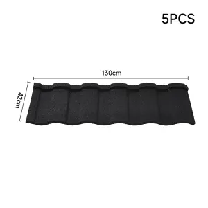 5 Pcs Black Coated Asphalt Roof Shingles,Bitumen Shed Roofing Stylish Tiles, Coverage of 2.3 m²