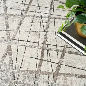 Grey Modern Easy to Clean Abstract Rug for Living Room, Bedroom - 160cm X 221cm