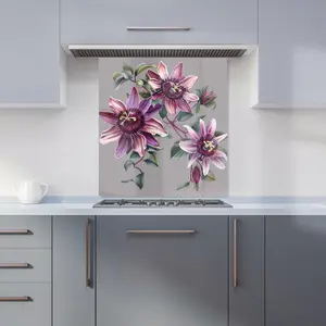 Purple Passion Flowers Kitchen Splashback