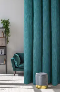 Home Curtains Rossi Blackout Lined 90w x 90d" (229x229cm) Teal Eyelet Curtains (PAIR)