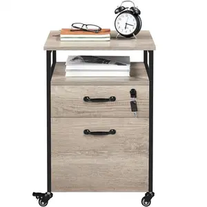 45cm Wide 2 -Drawer Mobile File Cabinet Grey/Black