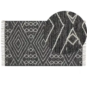 Cotton Area Rug 80 x 150 cm Black and White KHENIFRA