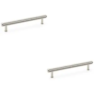 2 PACK - Knurled T Bar Pull Handle - Polished Nickel - 160mm Centres Premium Drawer Door