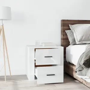 Berkfield Bedside Cabinet High Gloss White 50x39x47 cm