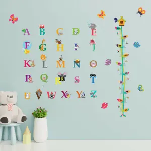 Walplus Combo Kids - Alphabet and Butterfly Height Chart Wall Sticker PVC