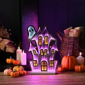 40cm Light up Halloween House Infinity Decoration with Pink and White LEDs