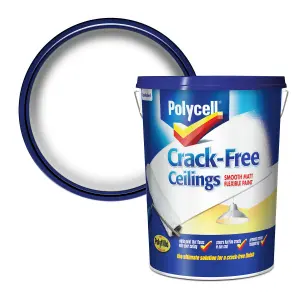 Polycell Crack free White Matt Emulsion paint, 5L