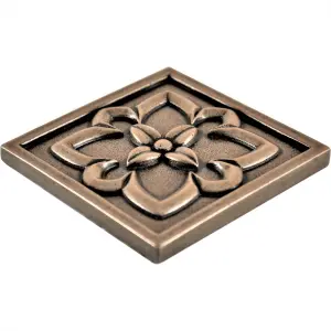 (Pack of 4 Tiles) Niche Tiles Crown Metal Champagne Bronze 9.5cm. x 9.5cm. Handmade Decorative Tile