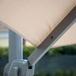 Ares 3.5m Round Cantilever Parasol with Solar powered LED Lights in Beige