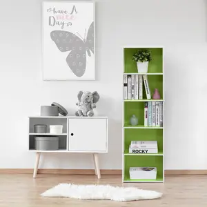 Aliesha Open Shelf Bookcase Green/White / 132.1cm H x 40.1cm W x 23.9cm D