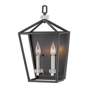 Luminosa Hinkley Stinson Lanterns Pendant Ceiling Light Black with Polished Nickel