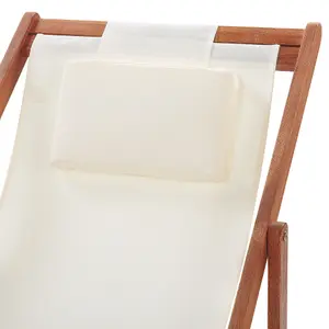 Sun Lounger Wood Off-White AVELLINO