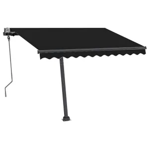 Berkfield Manual Retractable Awning with LED 300x250 cm Anthracite