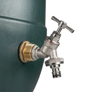 Water Butt Replacement Tap BRASS Metal Lever UK Bib Outlet Barb Quick Hosepipes  Nickle Plated Brass Bib (Quick connector) 3/4"