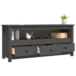 Berkfield TV Cabinet Grey 114x35x52 cm Solid Wood Pine