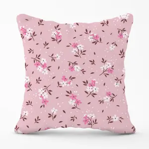 Pretty Pink Flower Pattern Outdoor Cushion 45cm x 45cm