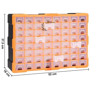 Berkfield Multi-drawer Organiser with 64 Drawers 52x16x37.5 cm