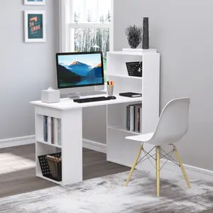 HOMCOM 120cm Modern Computer Desk Bookshelf Writing Table Workstation 6 Shelves