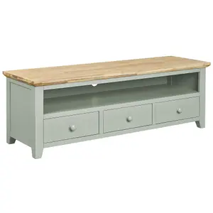 Florence Sage Green TV Stand with 3 Drawers and Shelf