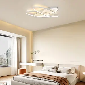 LED Modern Ceiling Light 3 Ring Dimmable with Remote Control Hanalei White