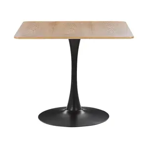 Dining Table 90 X 90 Cm Light Wood With Black BOCA