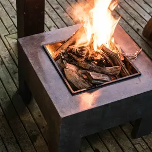 Square Fire Pit & Square Console Granite H40Cm W58Cm