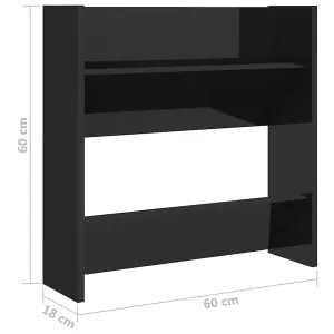 Berkfield Wall Shoe Cabinet High Gloss Black 60x18x60 cm Engineered Wood