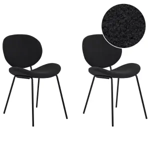 Set of 2 Dining Chairs LUANA Boucle Black