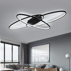 Minimalistic Unique Oval Acrylic Shade LED Semi Flush Ceiling Light Fixture 90cm Cool White